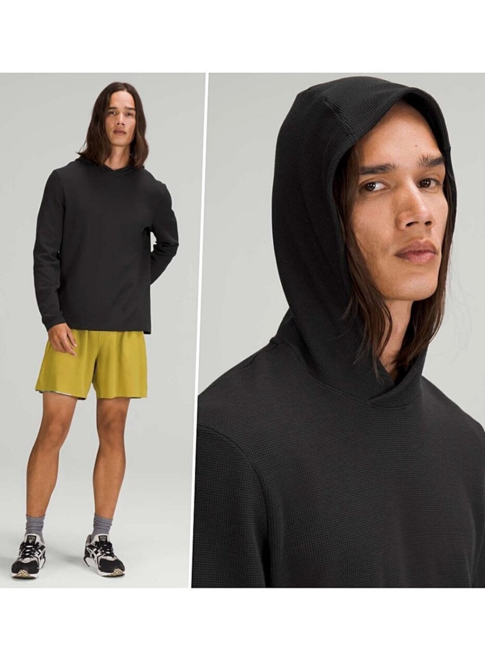 Lululemon || Shift Stitch‎ Waffle Knit Hoodie Sweatshirt Black Medium